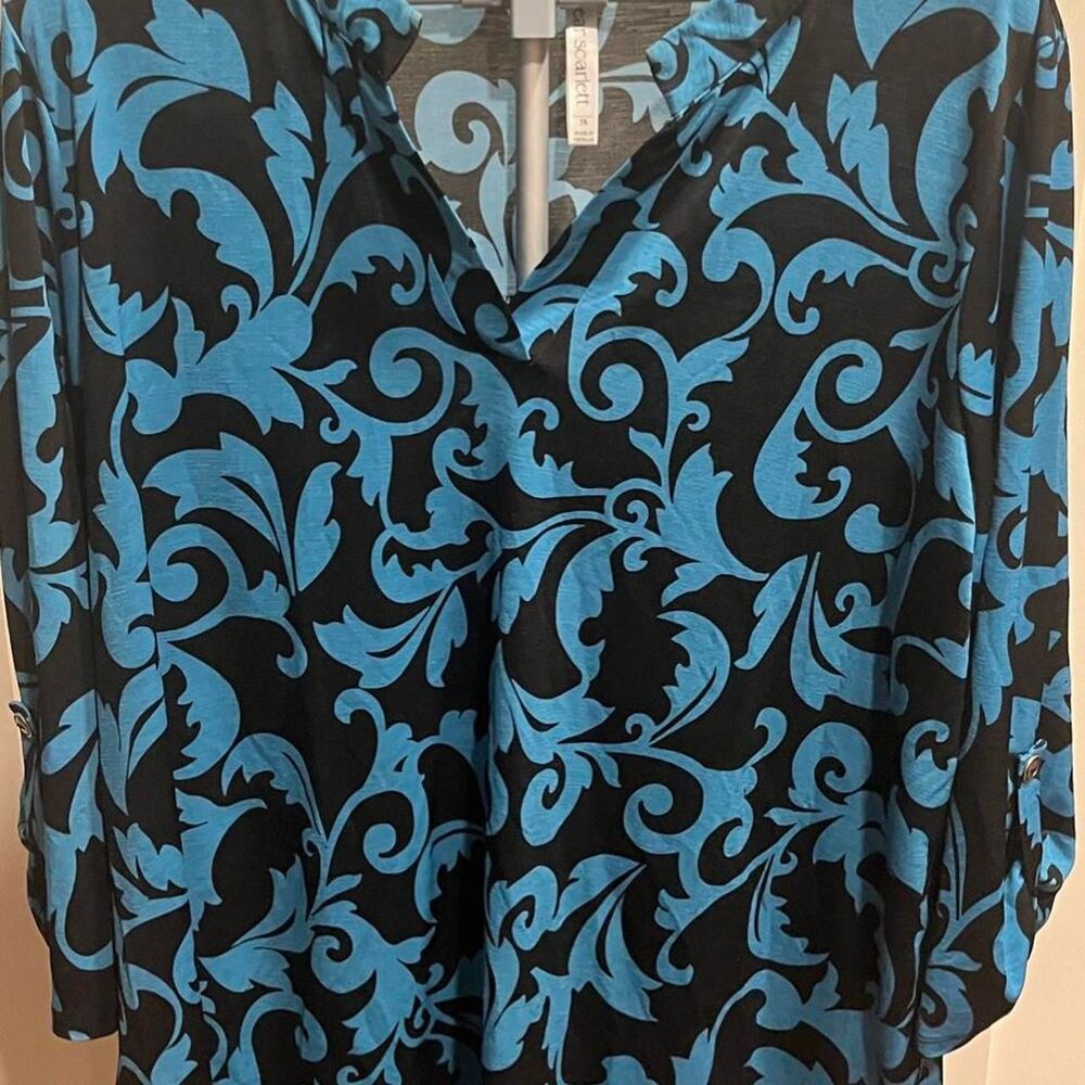 Dear Scarlet Lizzy Women's (3X) blouse Blue and Black
